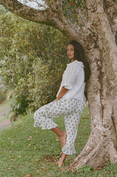 HANA PANT - Sky Blue Wildflower / XS