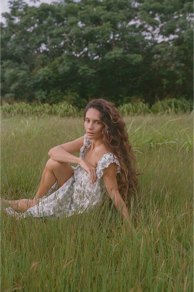 MALIA DRESS - Sky Blue Wildflower / XS