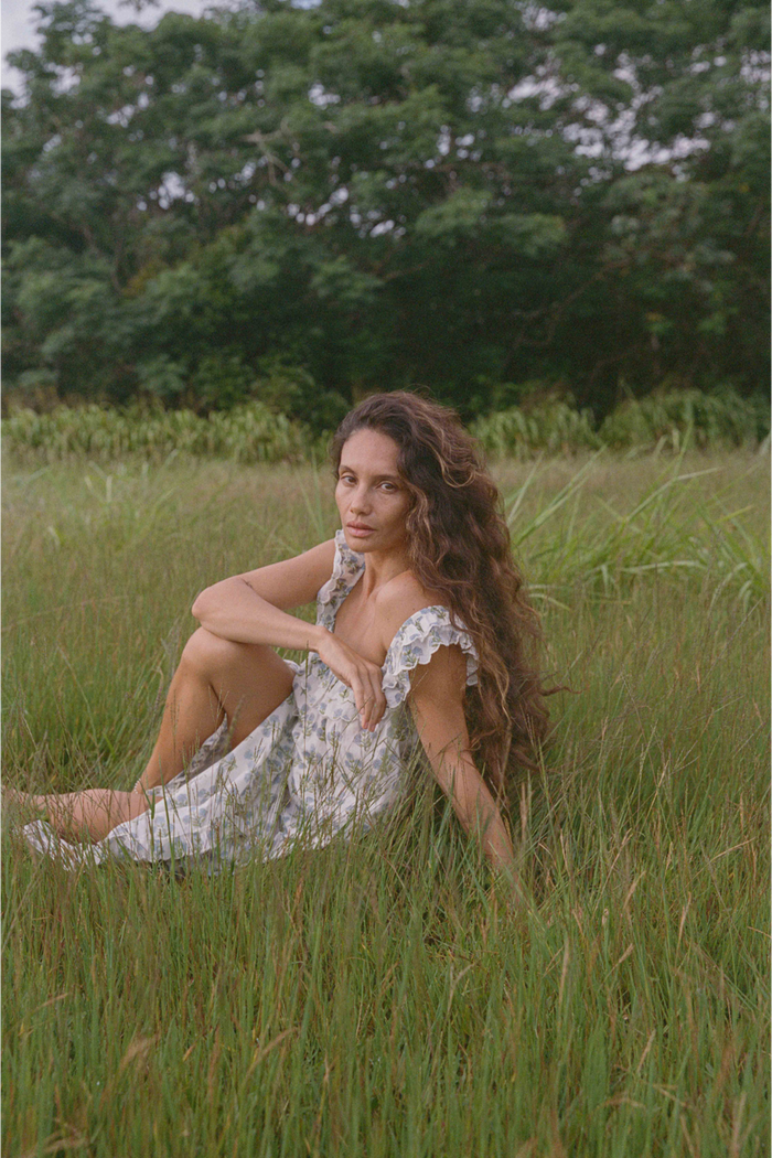 MALIA DRESS - Sky Blue Wildflower / XS
