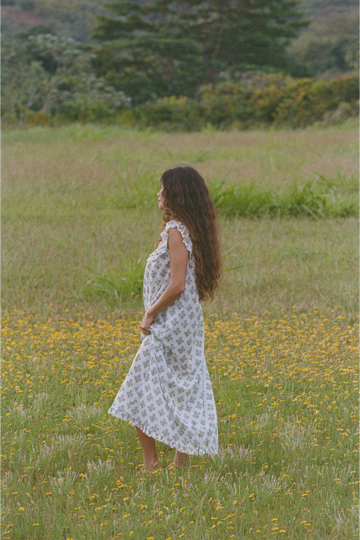 MALIA DRESS - Sky Blue Wildflower / XS